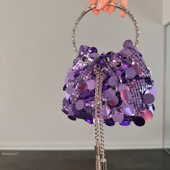Purple Sequin Ring Handle Evening Bag 💜 - Picture 2 of 2